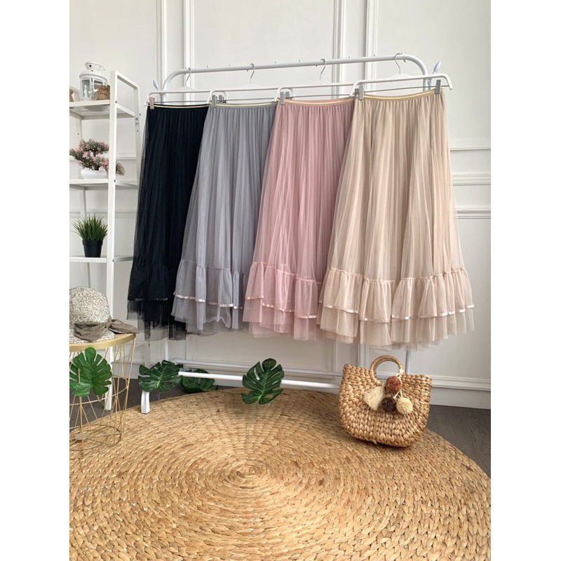 ROK PANJANG WANITA MUTIARA PITA RENDA MUIRAH BERKULITAS TERJAMIN TANGAN PERTAMA (RUFFLE)-Dasty