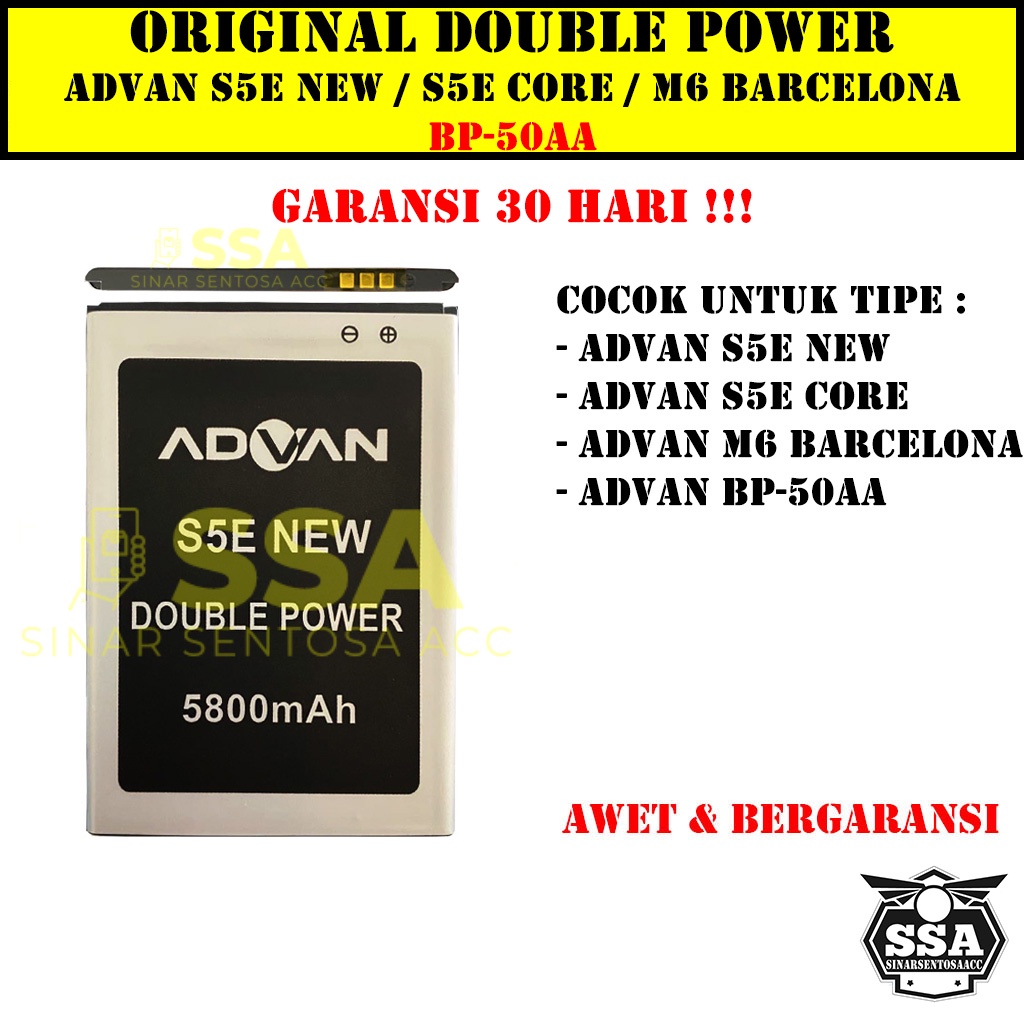 Baterai Original Advan S5E New S5e Core M6 Barcelona BP-50AA BP50AA OEM Batre Batrai Batrei Battery S 4P S 4F S 4X A 4 Ori HP Batu Batere Garansi Murah Awet