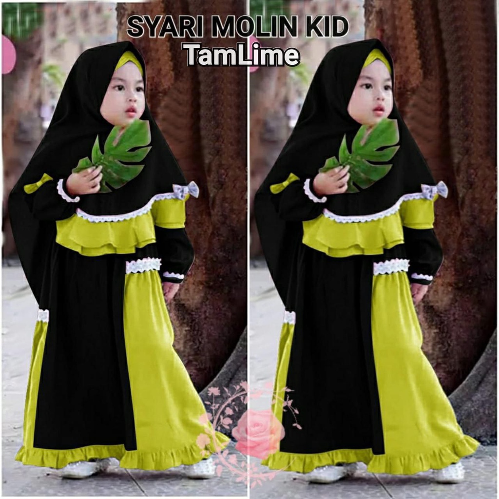 SYARI ANAK GAMIS MOLIN KIDS M L XL / FASHION MUSLIM ANAK / PAKAIAN PESTA / DRESS GAUN