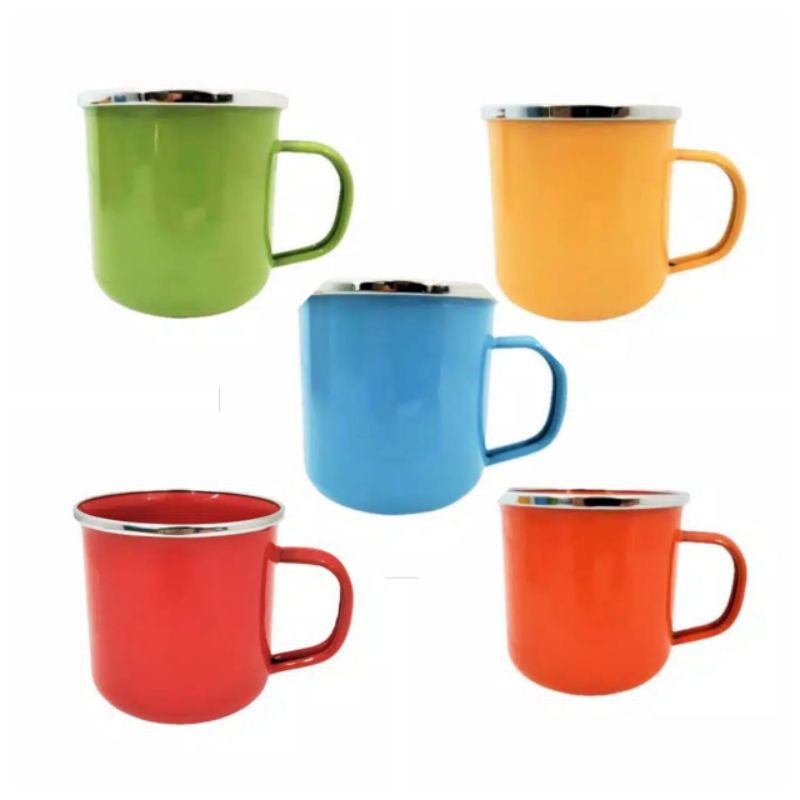 Gelas Mug Enamel Kedaung ORI - 9cm - Motif Polos