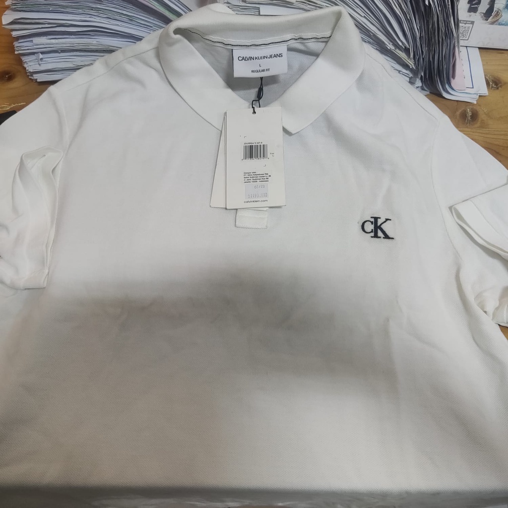 CALVIN KLEIN SIZE L WHITE POLO NEW ORIGINAL