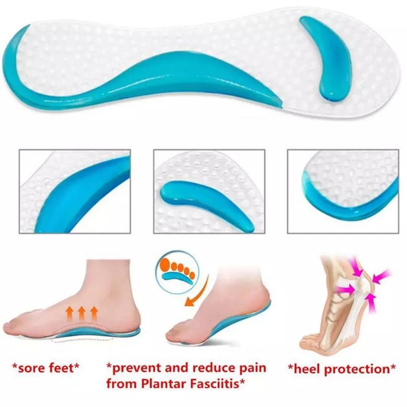 1 Pasang Insole Silicone Full / Sole Gel Silikon Empuk Lengkungan Dukungan Sol Ortopedi