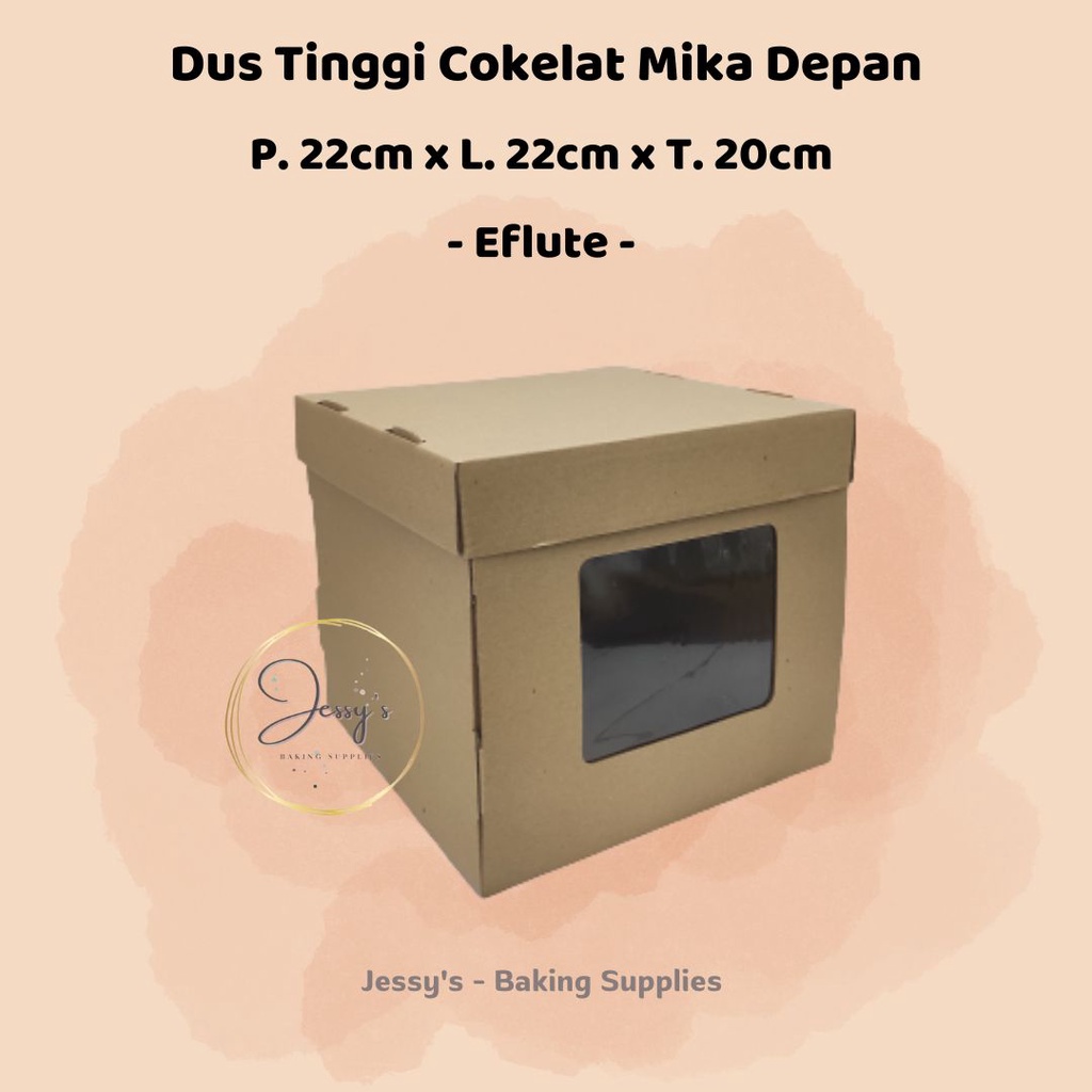

Dus Box Kotak Kue Cake Tinggi Eflute 22 x 22 x 20 Cokelat