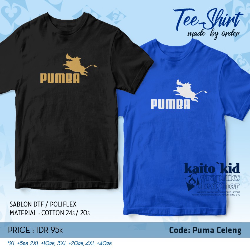 Jual Kaos Pumba Plesetan Meme Puma Lucu Unik Sablon Dtf Poliflex Bisa Customd Desain Indonesia