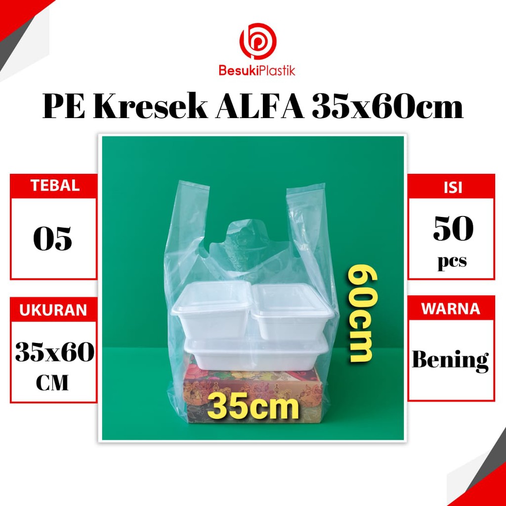 PE Kresek ALFA 35x60 / PE Kresek Besar Dus / PE Kresek Bening 35cm / Kantong Plastik PE Besar