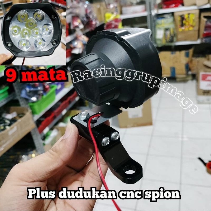 paket promo lampu tembak 9 mata dan breket dudukan lampu sorot dispion