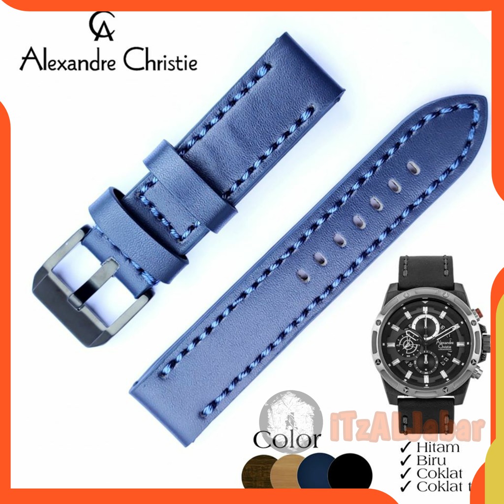 Tali jam tangan Alexandre christie 6506 kulit Asli Leather strap