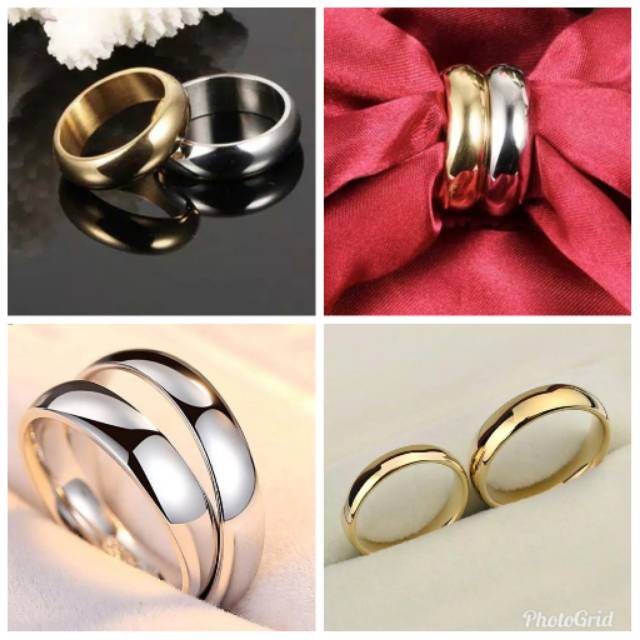 Fifi Fashion CINCIN COUPLE TITANIUM/NIKAH/TUNANGAN PRIA WANITA MODEL  POLOS WARNA SILVER DAN GOLD