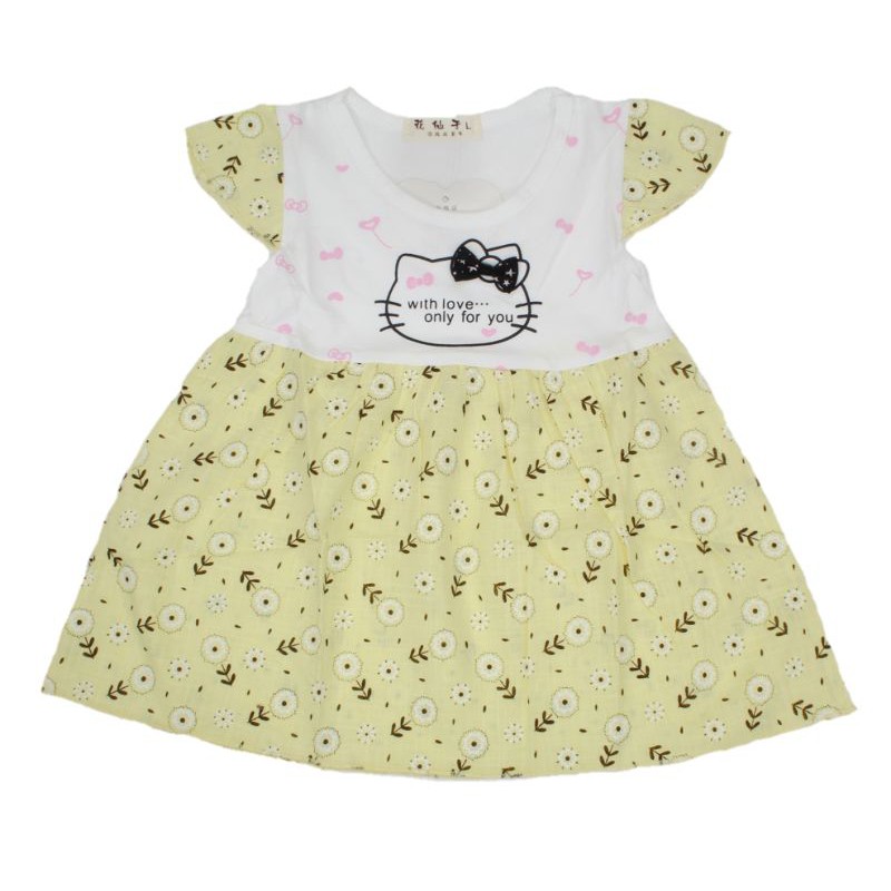 DRESS FASHION BAJU ANAK PEREMPUAN MOTIF CUTE CAT 1-2 TAHUN NEW