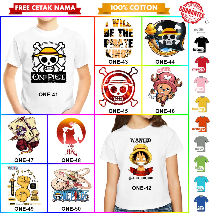 [FREE NAMA!!] Baju Kaos COUPLE  ANAK DAN DEWASA ONE PIECE BANYAK MOTIF