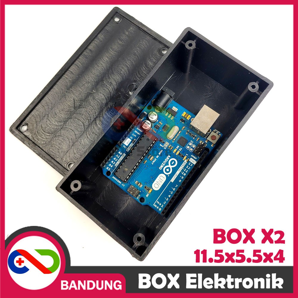 BOX ELEKTRONIK X2 KOTAK RANGKAIAN ARDUINO 11.5x5.5x4 CASING BLACK BOX