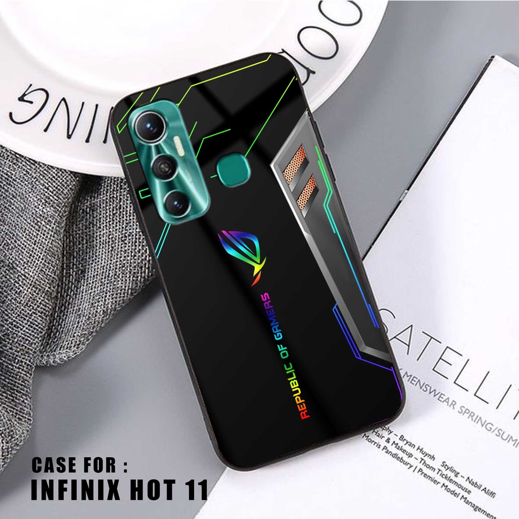 SRC Case Hardcase Infinix Hot 11 motif ROG Gamers E-Sport Glossy 2D Terbaru Casing Sarung Hp Softcas
