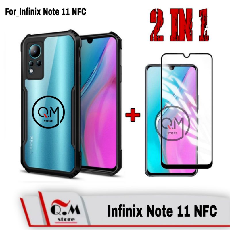 Paket 2 IN1 Case Infinix Note 11 NFC Softcase Transparan Armor Acrilik Pelindung Back Cover