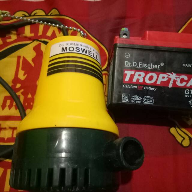 Pompa Air Celup dan Aki Tropical