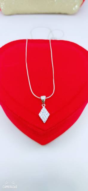 Ay00 Kalung dewasa Kasandra+liontin kotak mata putih perak asli925/silver lapisan mas putih murni