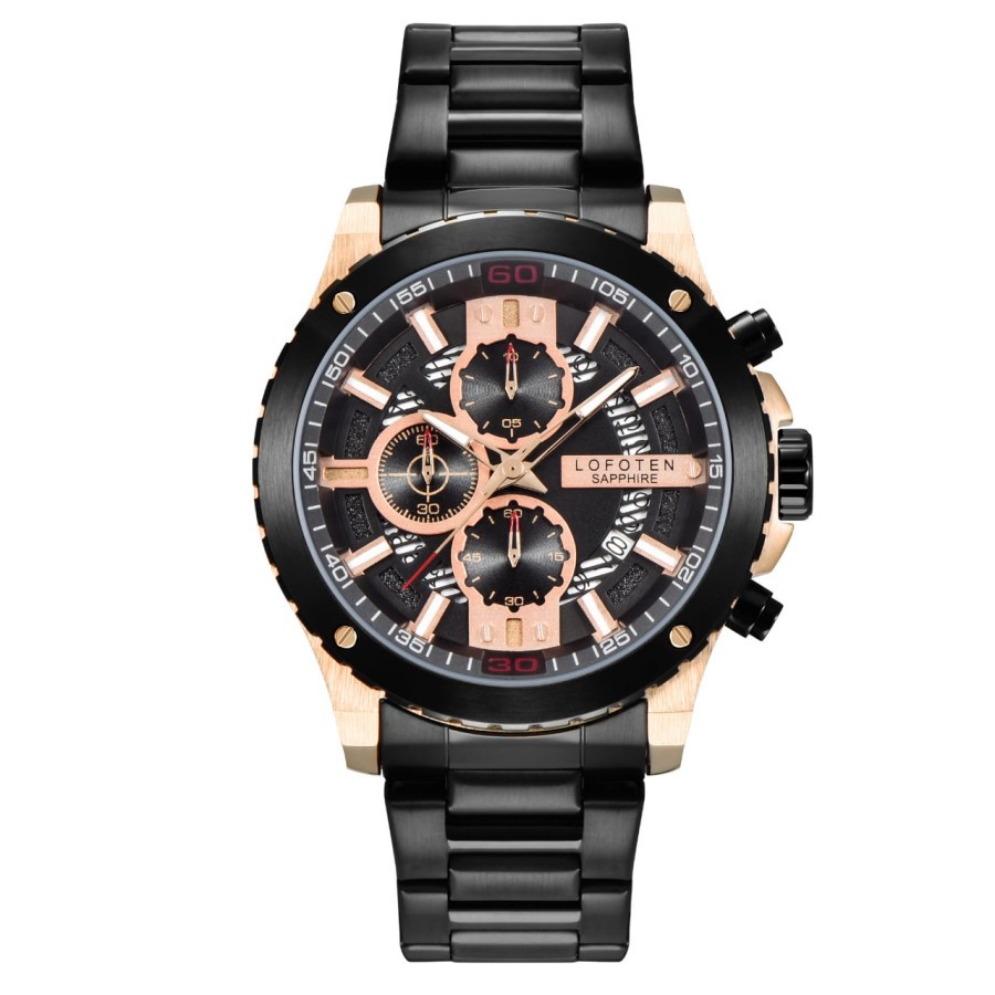 Jam tangan pria chronograph analog lofoten 6506 stainless steel garansi resmi 1 tahun