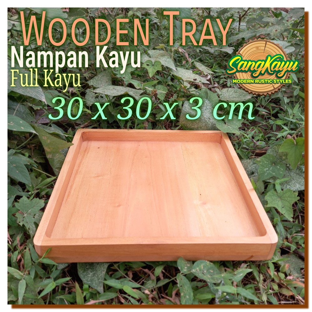 Nampan nampan kayu 30x30x3cm Wooden Tray Baki nampan saji storage box