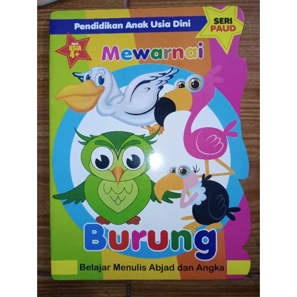 Buku Mewarnai BURUNG Sambil Belajar Menulis Abjad dan Angka
