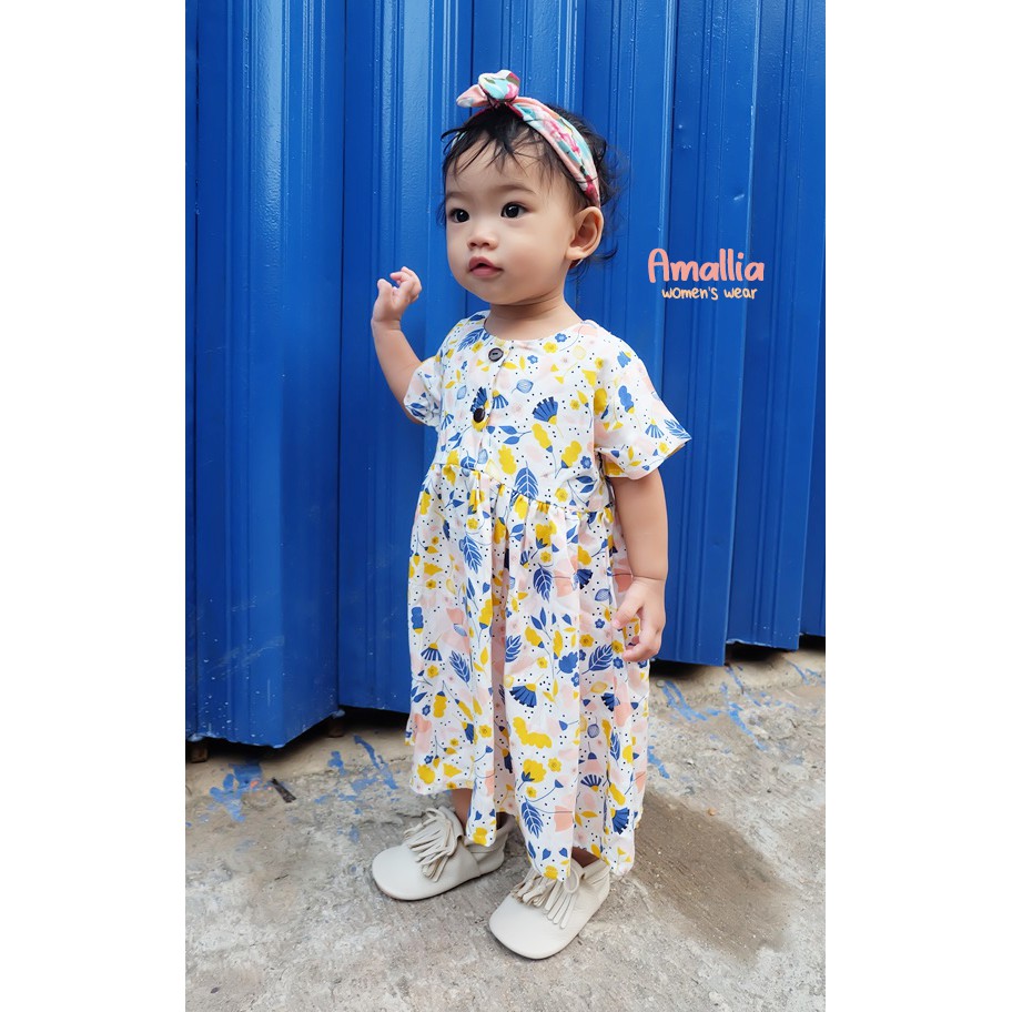 baju / dress anak motif bunga kecil warna putih