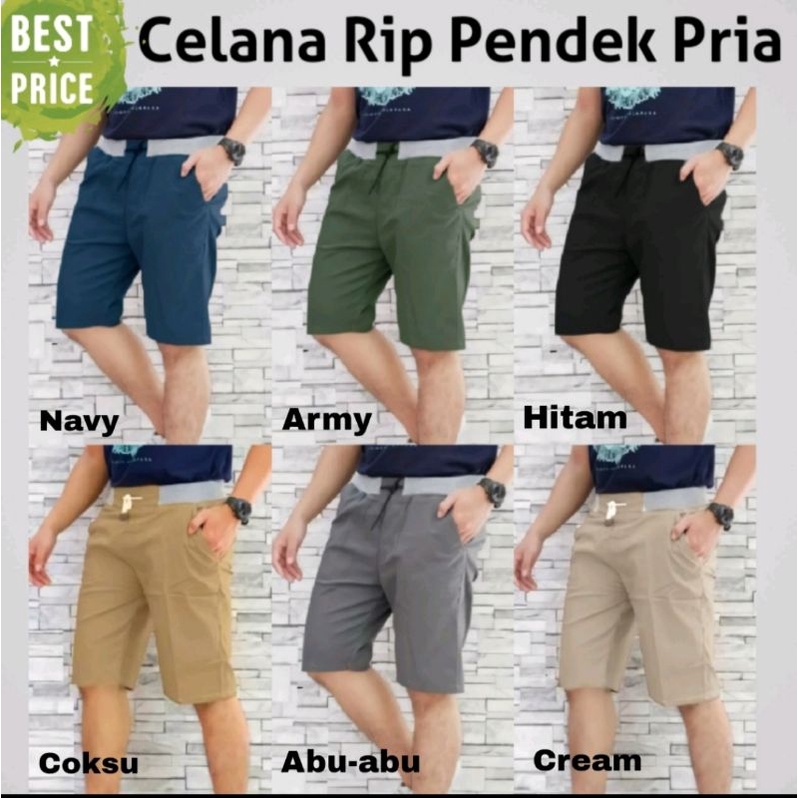 Celana Pendek Pria Cowok Dewasa Chino Rip Karet Pinggang Kolor Chinos Katun