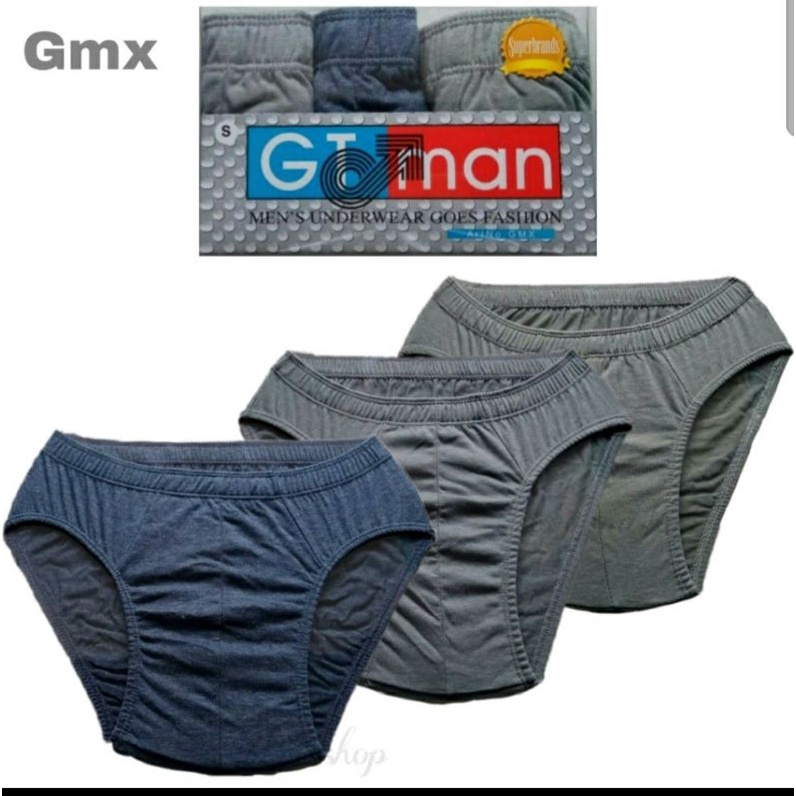 Celana Dalam Cowok Gtman Original GMX/1 Pak isi 3pcs/Bahan Katun/Nyaman di pakai/Size S - XL