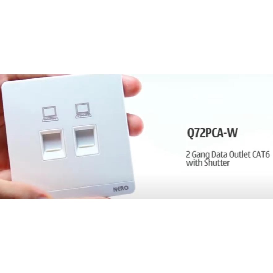 DECORA Q7PCA2-White 2 Gang Data Outlet CAT6 NERO