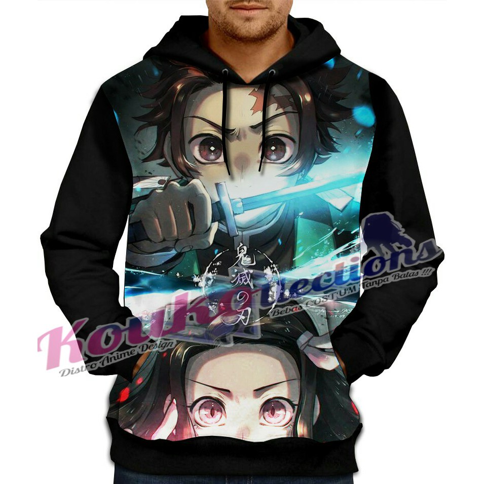 PROMO Jaket 3D Anime Nezuko Tanjiro Kimetsu No Yaiba-pakaian pria dan wanita,BAJU ANIME,poster,ganci