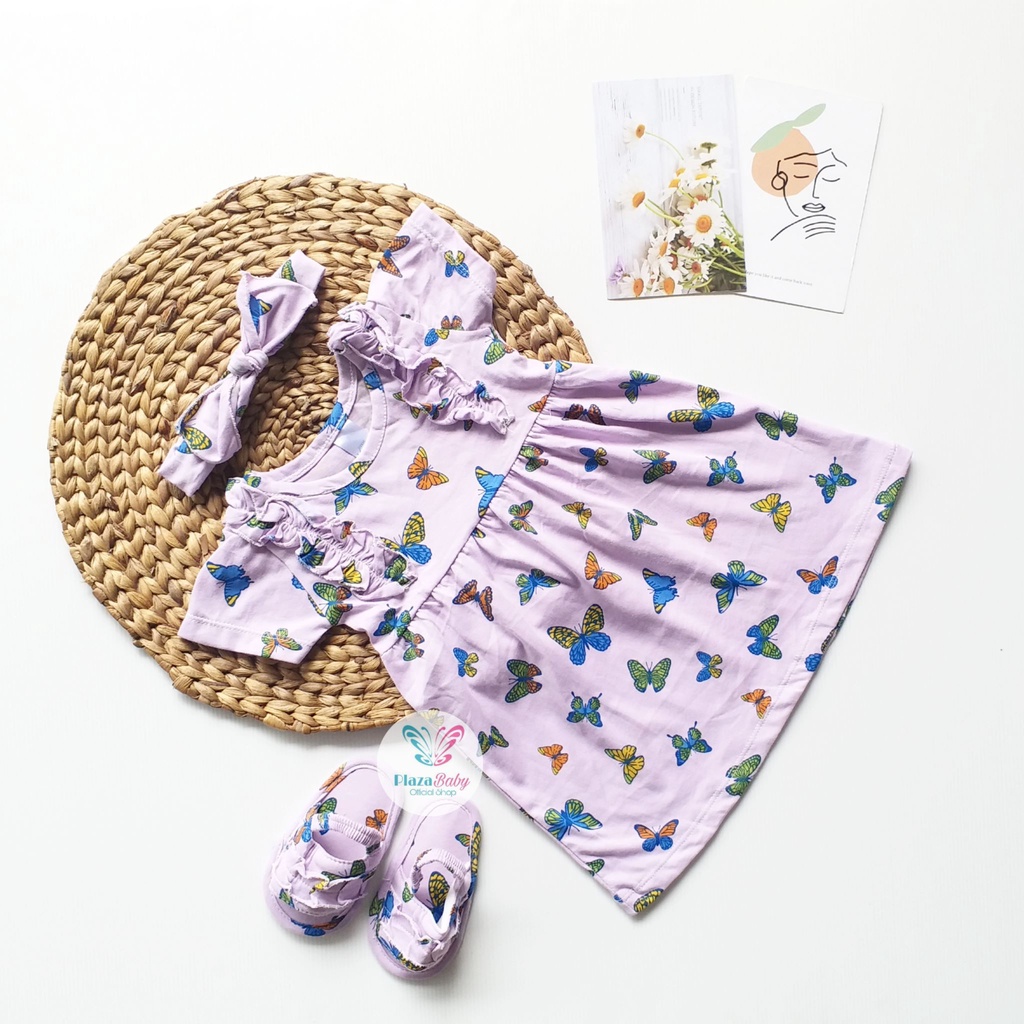 Plazababyku MX GISELLE SET SANDAL setelan bayi motif bunga yang lucu free headband + sandal