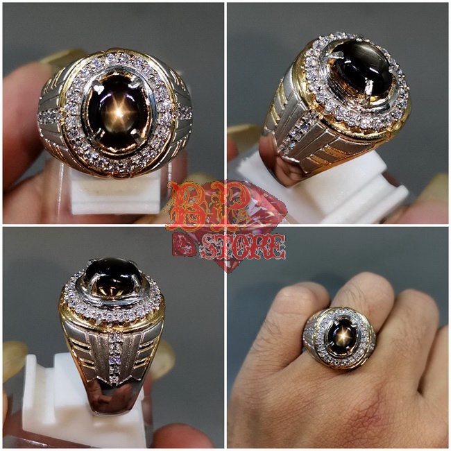 Batu Permata Black Safir Golden Star Bangsing Kresnadana Asli