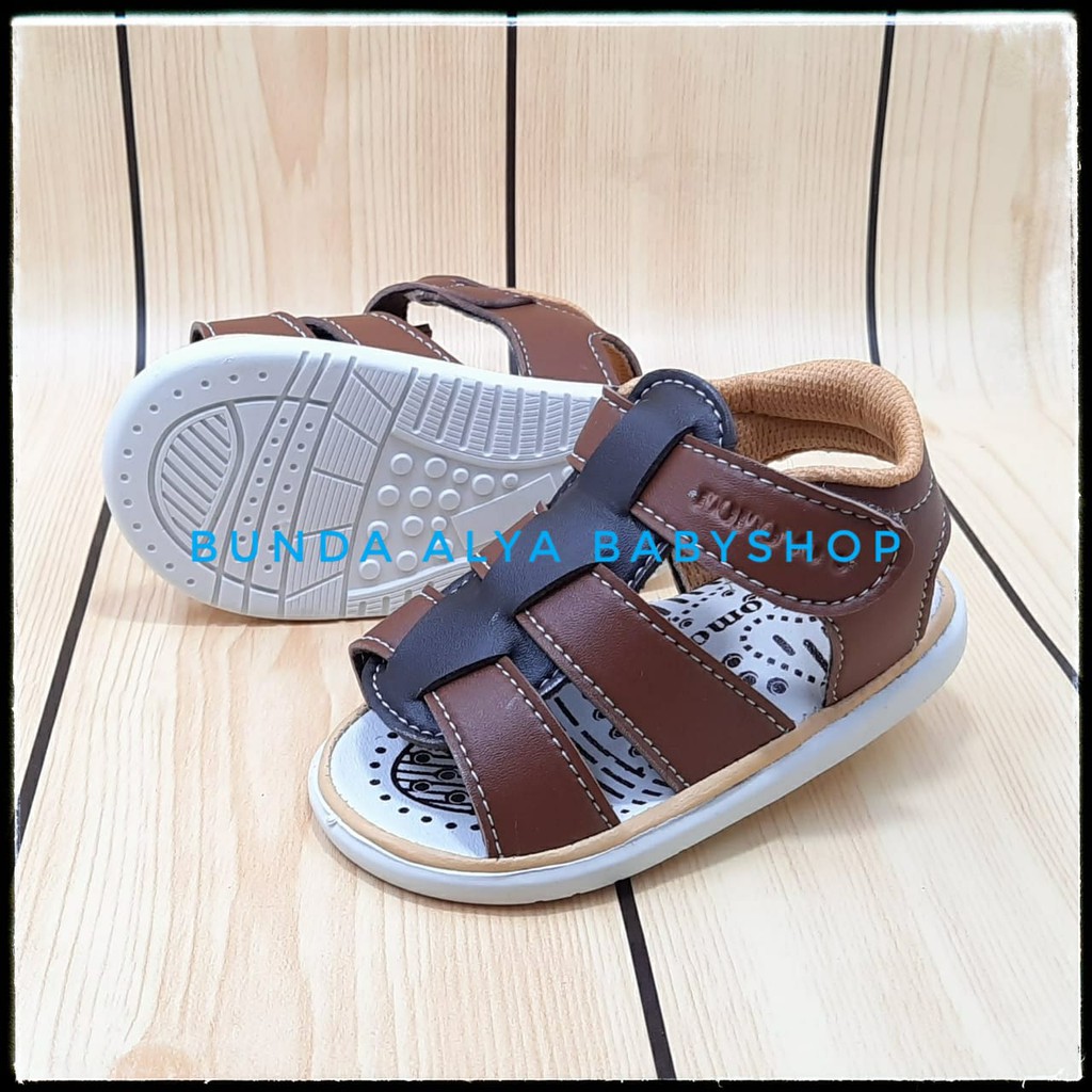 Sendal Anak Laki 1 Tahunan COKLAT Bunyi Toet - Sandal Anak Cowok Anti Licin Alas Karet Size 24 - 25