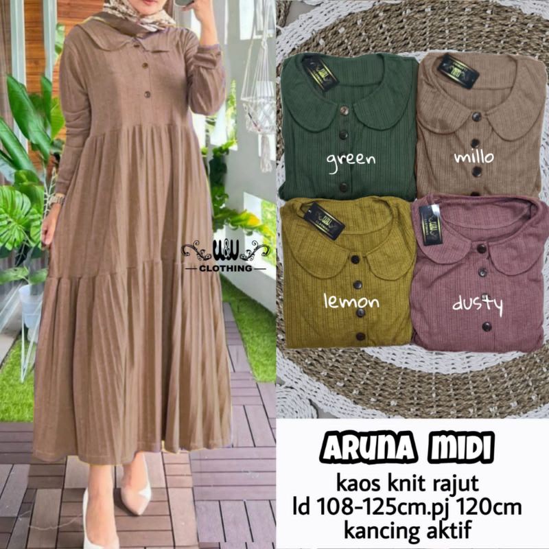 aruna midi dress susun halus dan tebal. Dres rajut import original by w&w