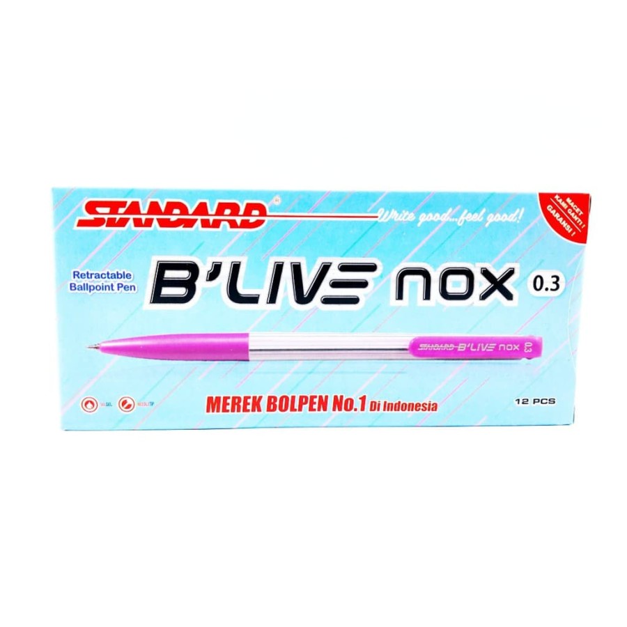 

Pulpen STANDARD B'LIVE MIX NOX 0.3 mm Isi 12 Pcs Merek Bolpen