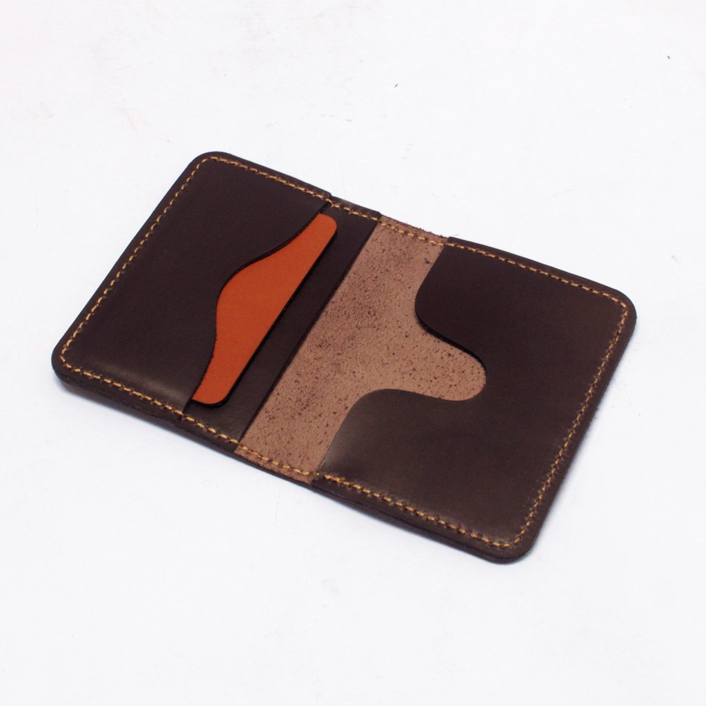 dompet kartu kulit asli kombinasi dua warna coklat tan PHWL694