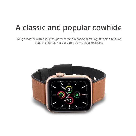 COTEetCI L-Lock Leather Watch Band for Apple Watch 1 2 3 4 5 6 7 &amp; SE