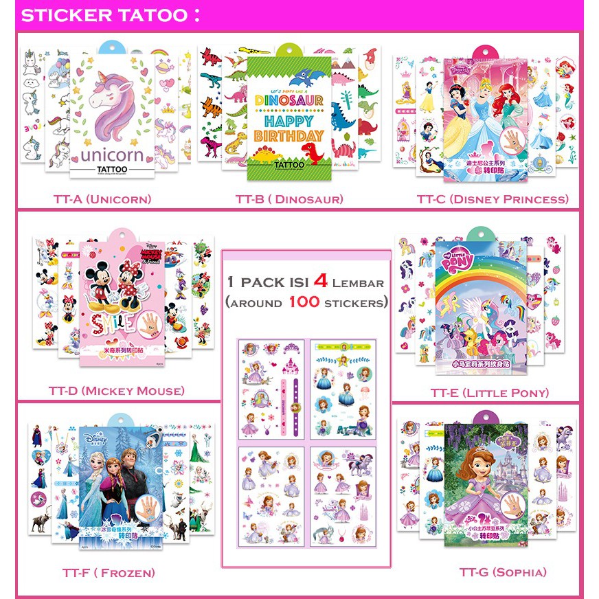 Stiker Tatoo Disney Tato Stiker Anak Stiker Karakter Kartun