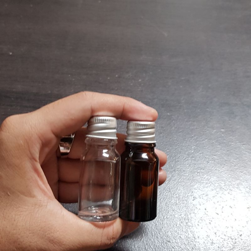 botol kaca 10ml tebal tutup ulir / botol kaca tutup ulir almunium