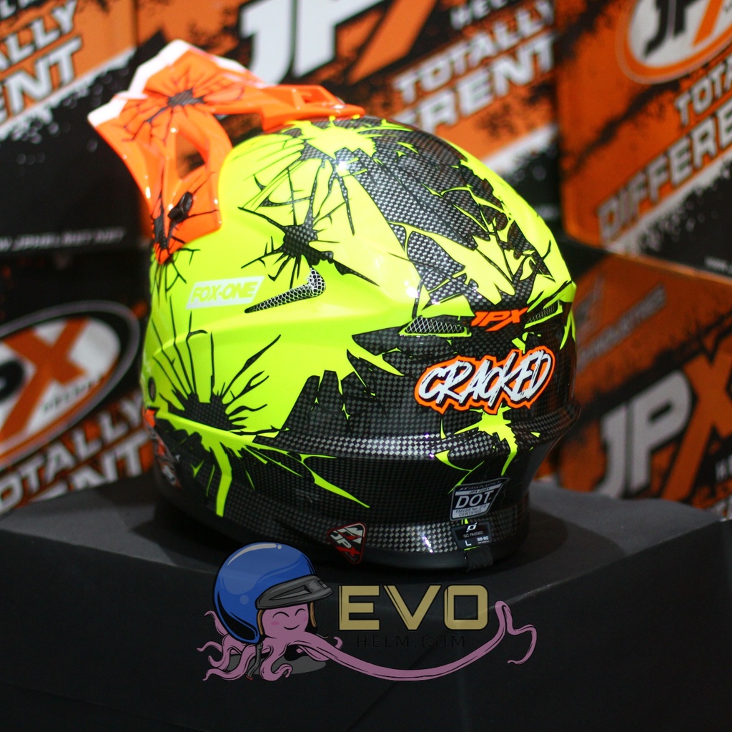 HELM JPX CROSS_FOX1 SERI X34 - FLUO YELLOW GLOSS + GOOGLE SNAIL (ONGKIR 2 KG) HELM JPX X34 YELLOW FLUO ORIGINAL HLEM JPX X34 HELEM JPX HELM KLX HELM JPX TERBARU