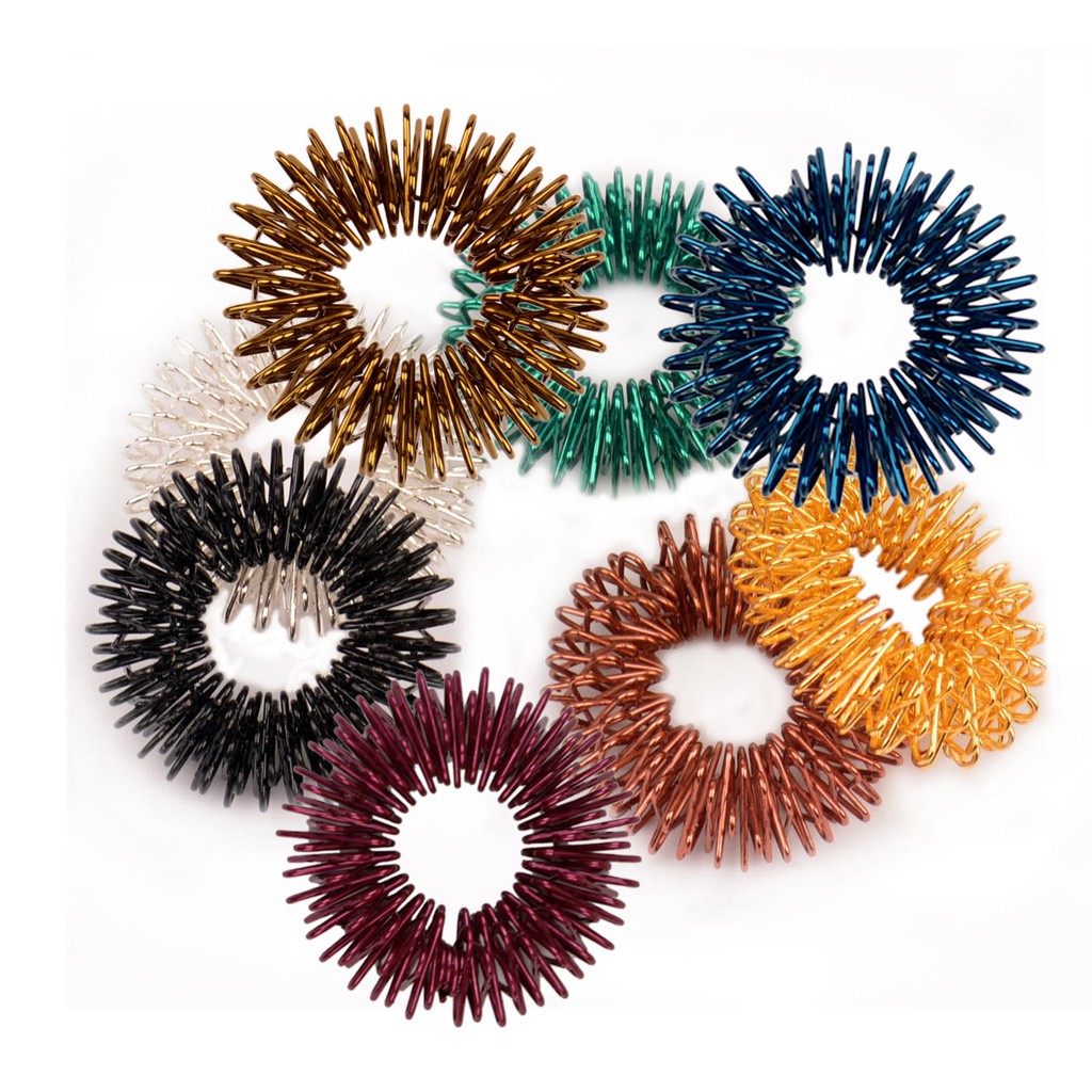 

CkeyiN 5 pcs Mini Musim Semi Pijat Jari Cincin Lingkaran Tangan Sendi Acupoint Massager