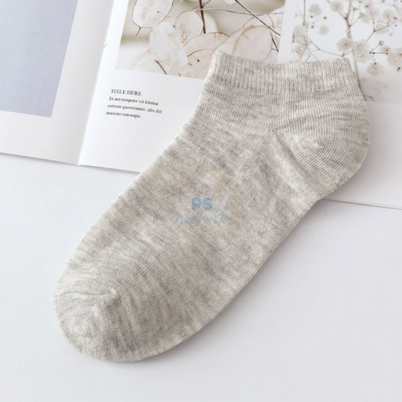 Kaos Kaki Polos Semata Kaki Kaus Kaki Ankle Cute / Socks Short Socks Sepatu Sock Polos Motif Bear PS-POLOS - ABU ABU