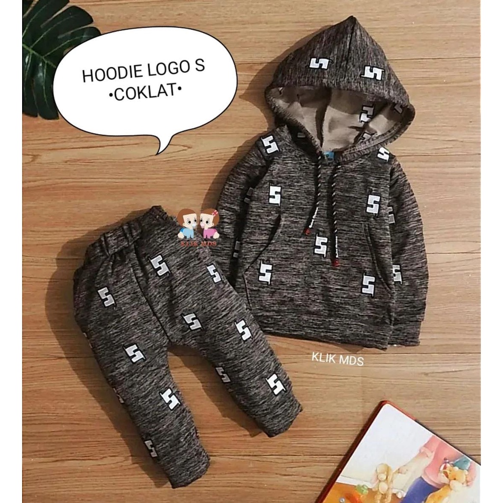 Setelan Anak Bayi Laki-Laki Motif Hoodie SQ Dan Celana Usia 0-2 Tahun