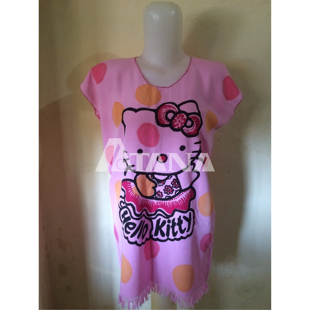 Kaos Rumbai Motif Hello Kitty Babol Warna Pink All Size