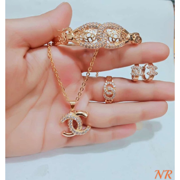 Fourfashion Set Perhiasan Wanita Xuping CHNL Permata Lapis Emas Premium PD213