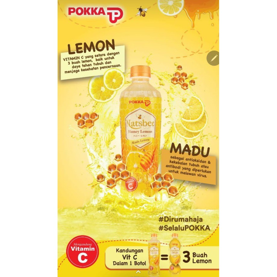 

Pokka Natsbee Honey Lemon + Vit.C (Paket 4 botol)