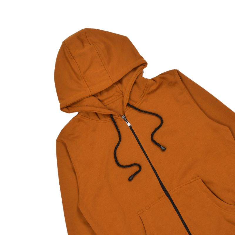 LinkaweOriginal Jaket Hoodie sletting Basic M L XL free sticker & gantungan kunci pria dan wanita 2-Mustard/kunyit