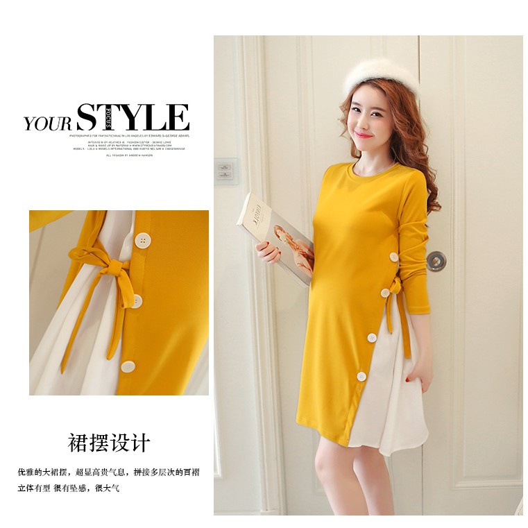 Hyren.id P26 Dress Ibu Hamil Menyusui Katun Import Baju Terusan Fashion Maternity Murah Lengan Panjang