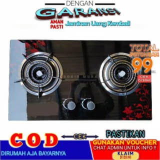 Kompor Tanam Kaca 2 Tungku Gas LKL Nasional Tornado Tempered Glass Tanam Duduk