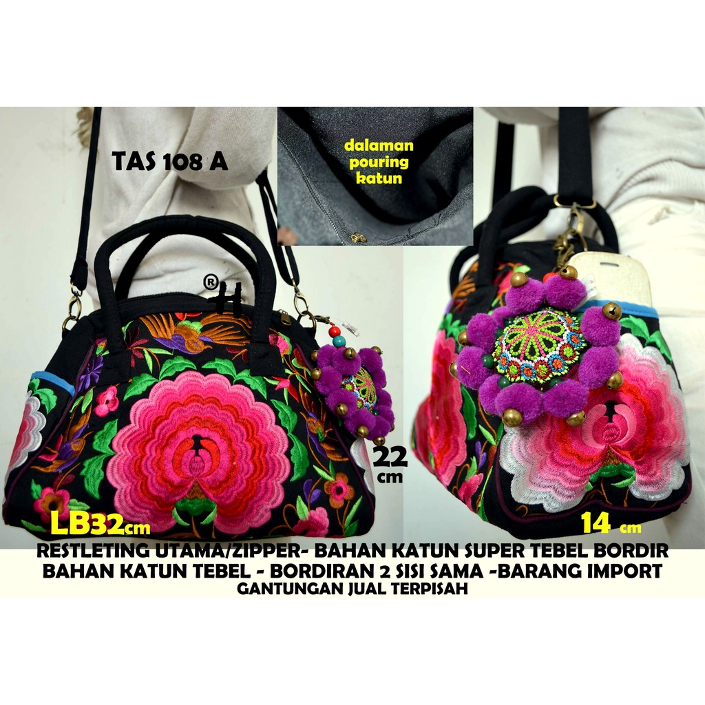 tas bordiran import/tas thailand/tas slempang/tas etnik/clutch/tas pingang/dompet/tote bag/top handl