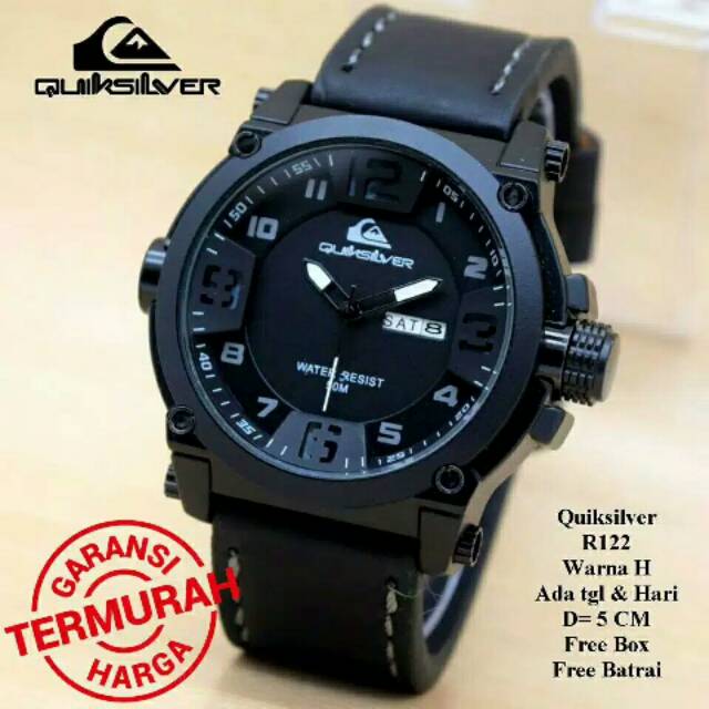 Terima Cod)Jam Tangan QuickSilver Tanggal Hari  Strap Kulit(Dikirim Dari Jakarta)