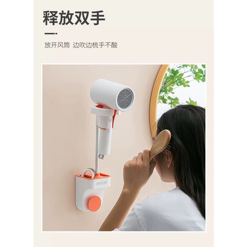 (BOW) Rak Hairdryer Gantungan Pengering Rambut Dengan Tempat Penyimpanan Alat Kamar Mandi Serbaguna