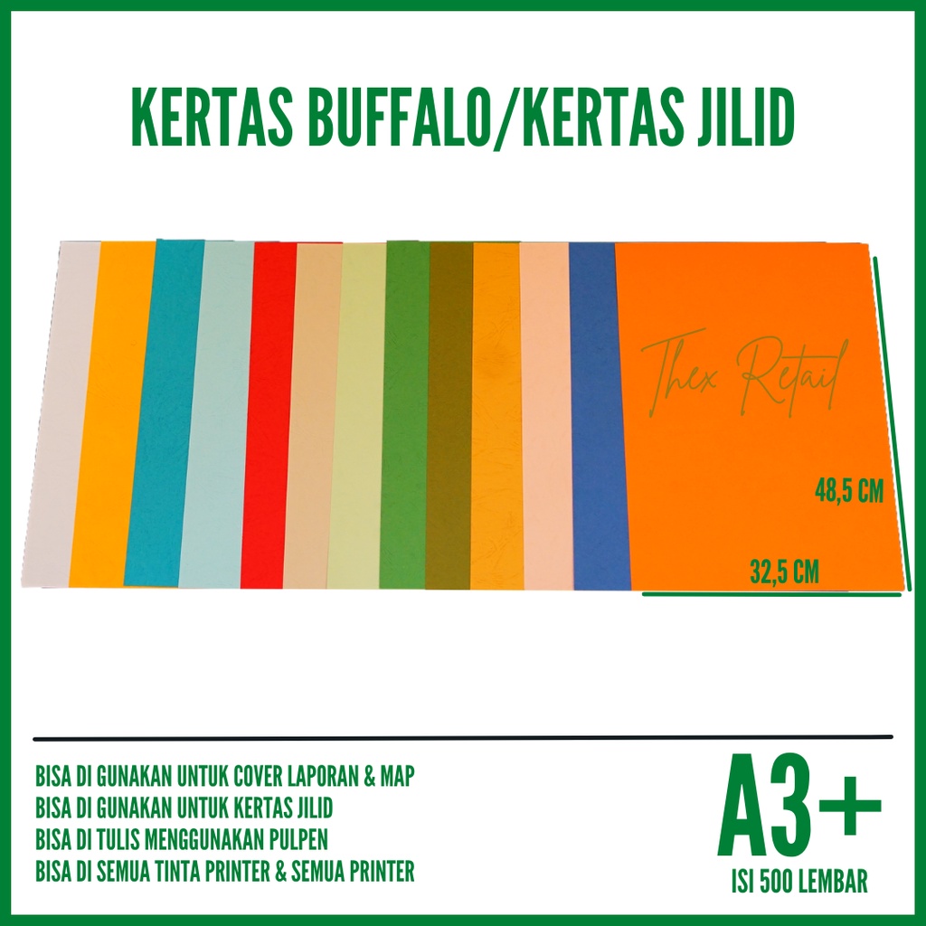 

Kertas Cover A3 Plus Buffalo isi 500 lembar / Kertas Buffalo A3 Plus / Kertas Jilid A3 Plus / Kertas Cover A3 Plus